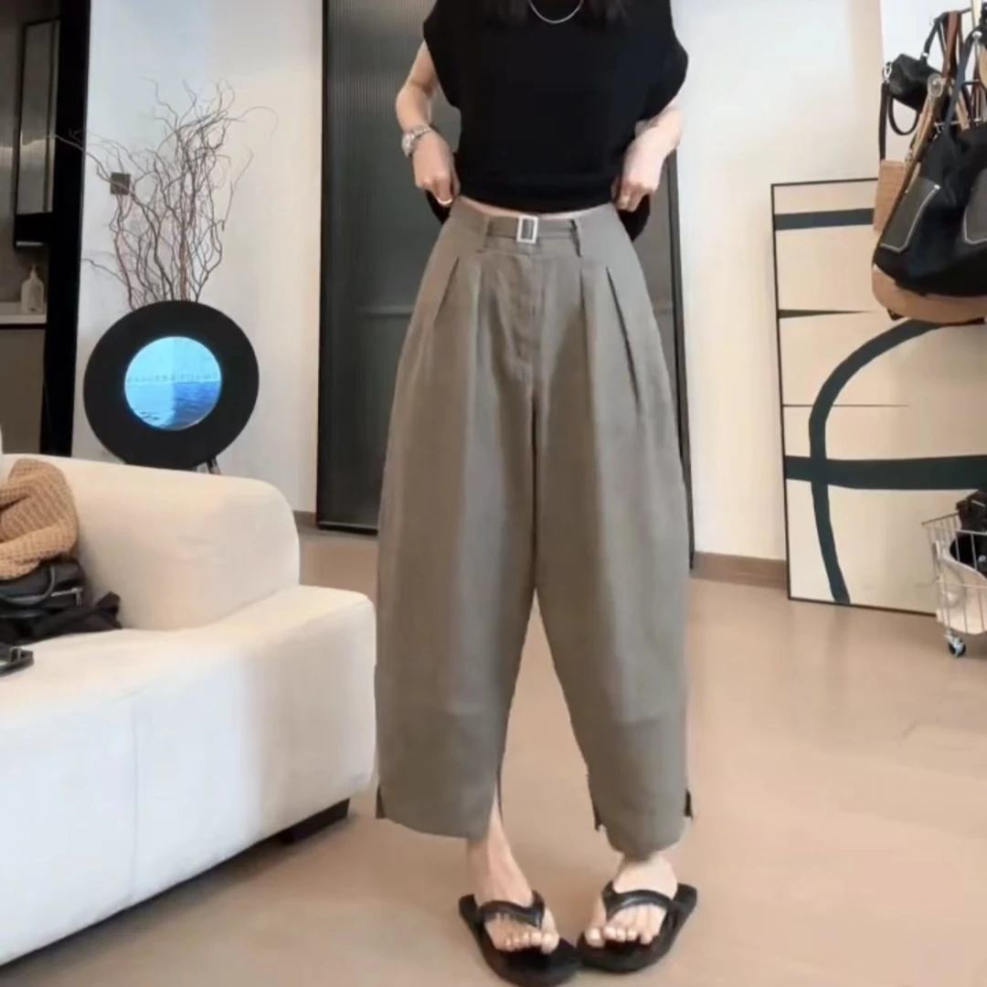 暖暖家梨型身材宽松显瘦九分休闲裤夏季新款小个子减龄哈伦奶奶裤