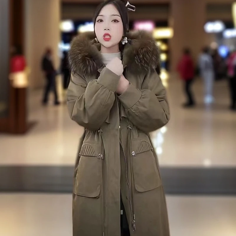 208皮草懒兔毛内胆冬季派克服气质大毛领