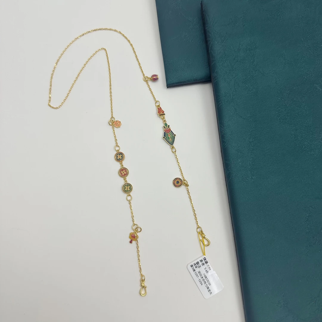 足金999高温烧蓝提溜Ab链13.59g 50cm