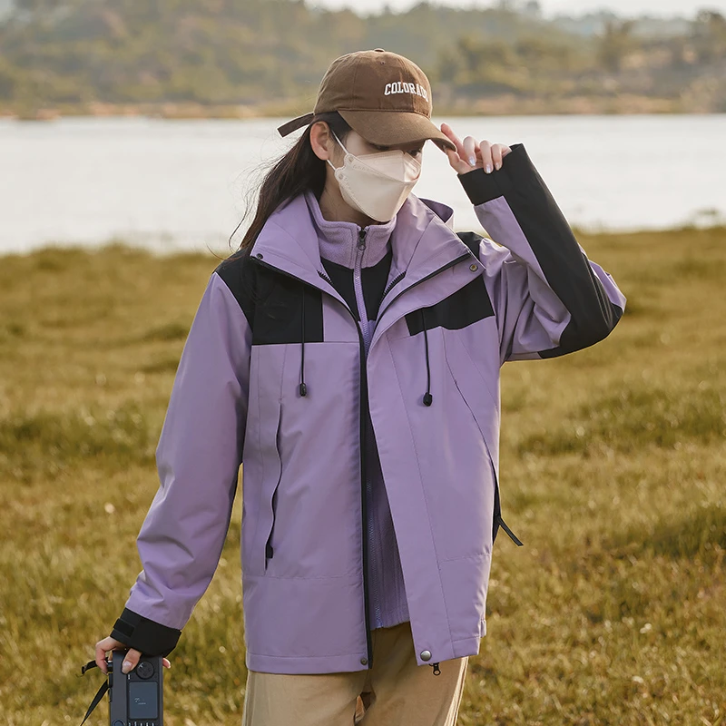 秋冬户外运动新款北家三合一可拆卸冲锋衣防风防水外套登山服情侣