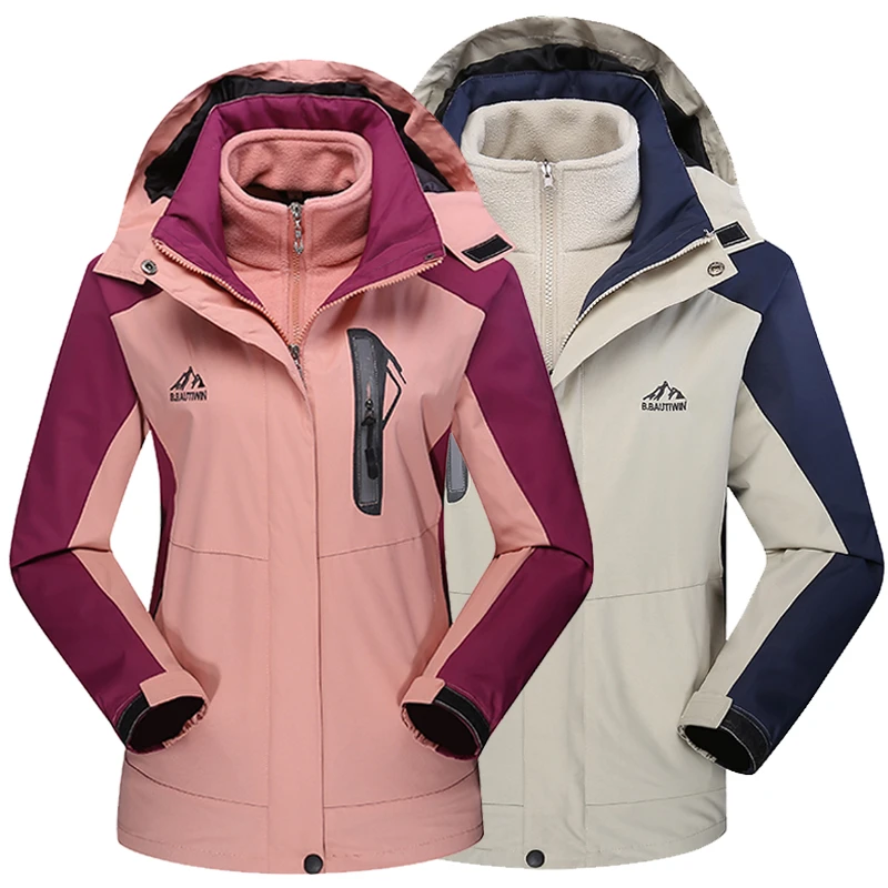 冲锋衣男潮牌三合一可拆卸两件套女加绒加厚防风防水户外登山服