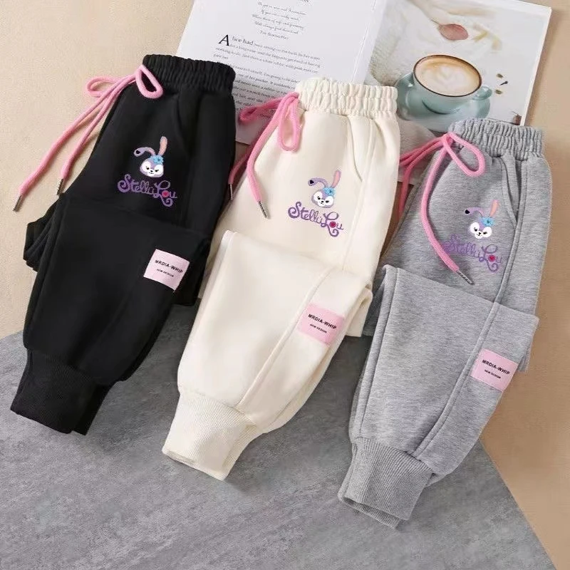 女童裤子春秋款2024运动裤中大童加绒加厚儿童休闲长裤冬季厚款裤