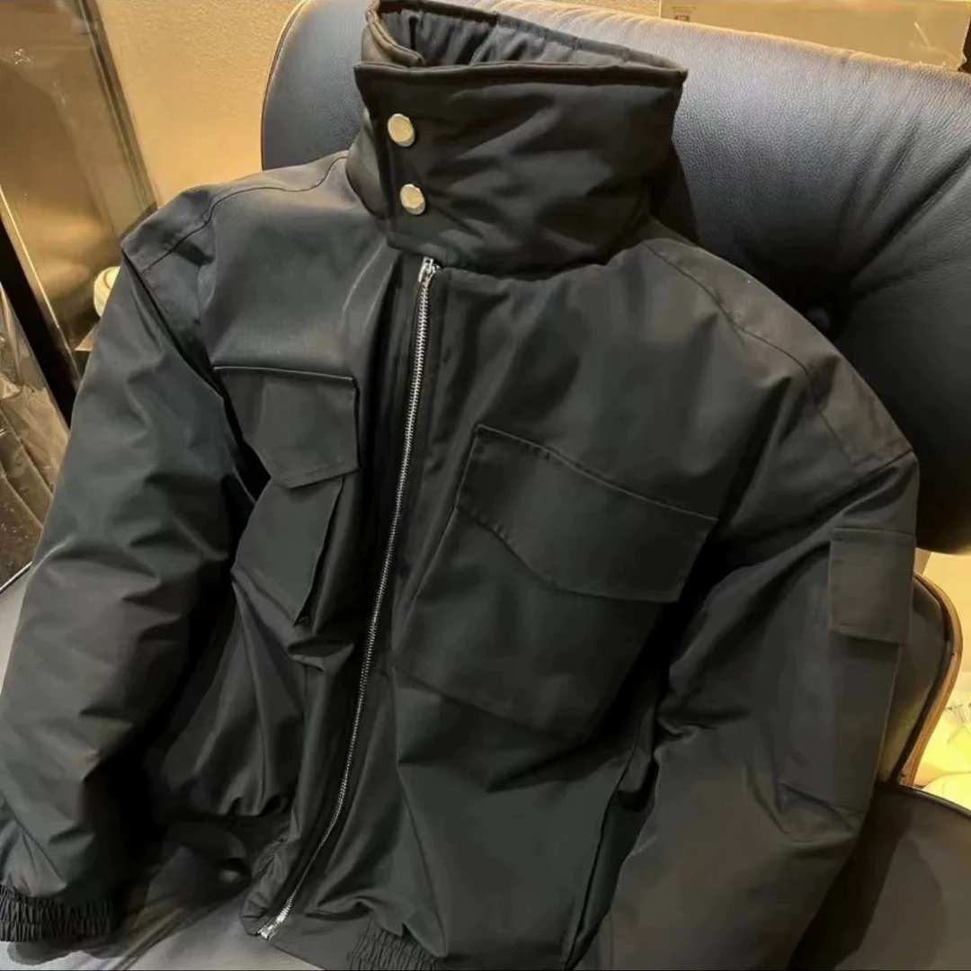 序77立领冬季轻骑士夹克棉服挺阔宽松加厚痞帅短款bomber潮男外套