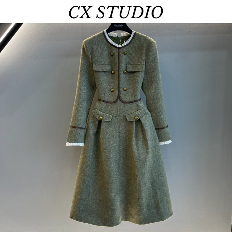 编码82 经典收腰轻奢气质时尚秋季连衣裙(定制女装）TG286