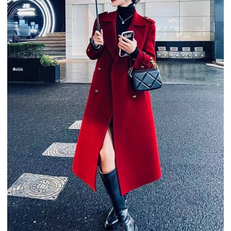 金扣设计长款加棉保暖大衣风衣外套G888A