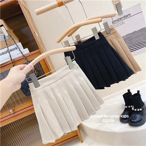 童装2023秋冬新品女童欧范儿好版型洋气立体剪裁毛呢百褶裙短裙潮