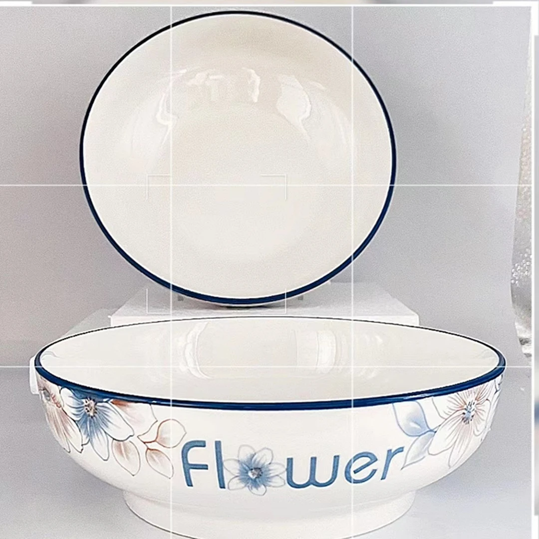 【兰花九英寸两个装陶瓷大汤碗】破损补发