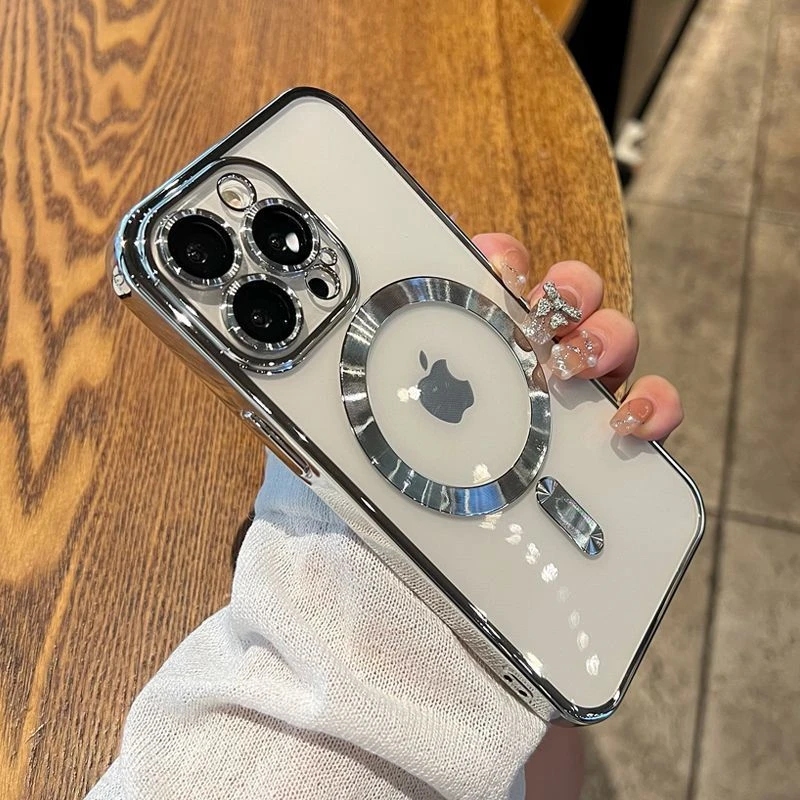 电镀磁吸带镜头膜苹果15手机壳iPhone14Promax防摔13/12保护壳11