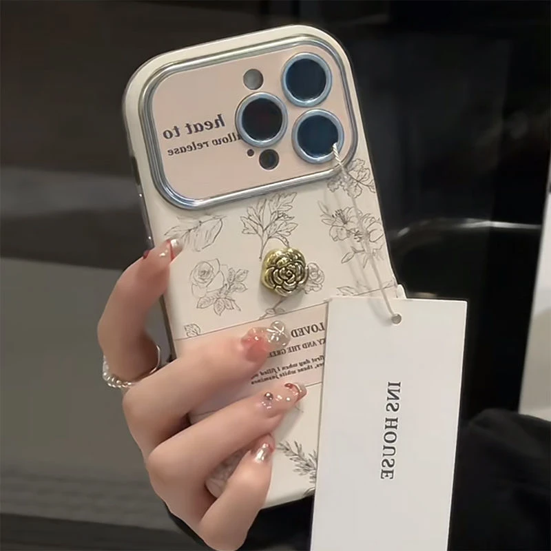 ins花朵大视窗适用苹果14pro max手机壳iPhone15少女13防摔12新款