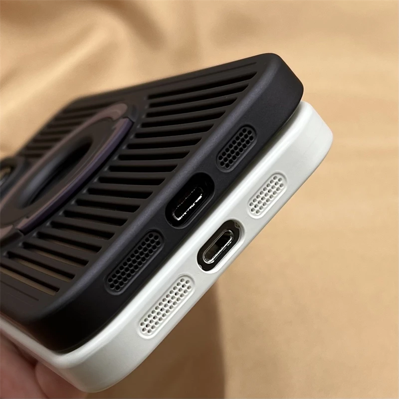 镂空透气苹果15Promax手机壳磁吸散热iPhone14硬壳13保护套支架12