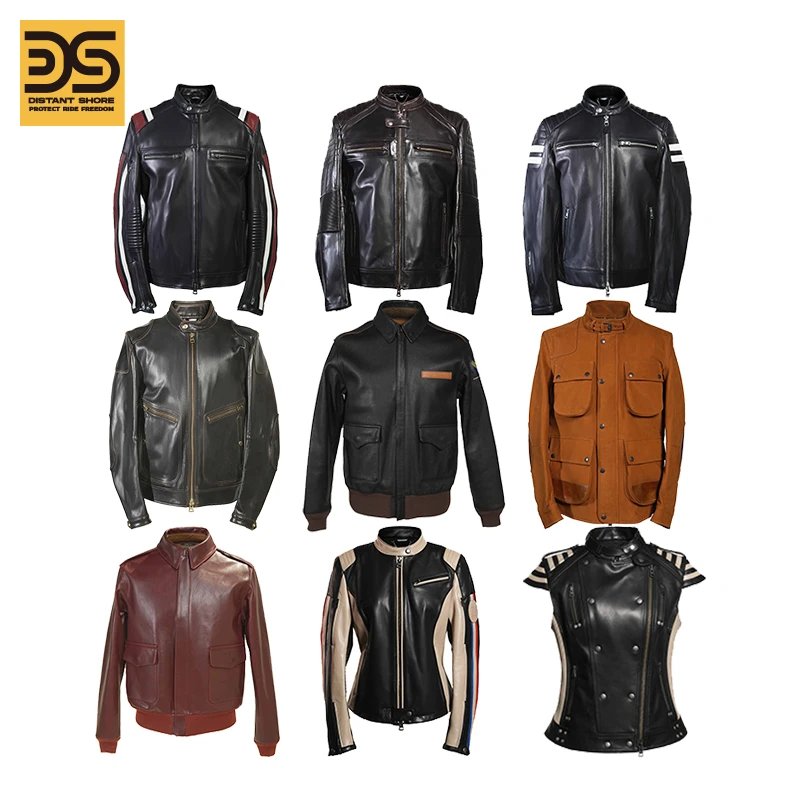 云岸逍骑摩托车皮衣油蜡牛皮休闲复古连帽机车皮夹克休闲外套潮