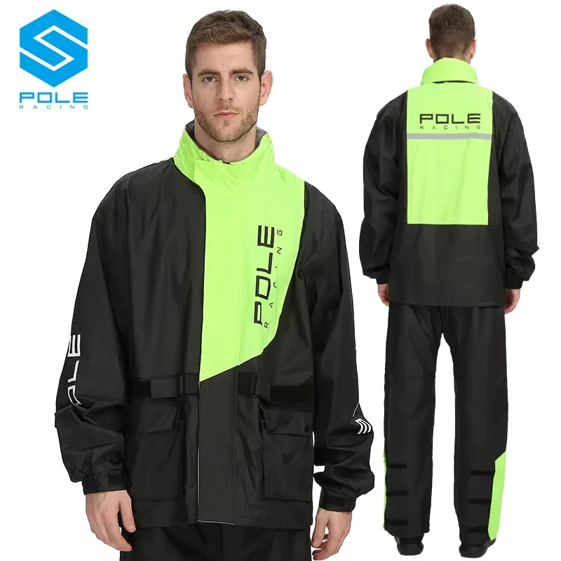 POLE-RACING摩托车电动车分体式雨衣雨裤男女单人防水骑行雨披