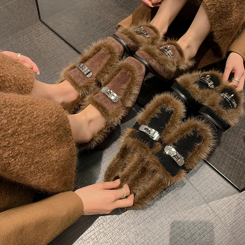 2/4CM百搭网红秋冬季复古加绒厚底保暖时尚单鞋2178