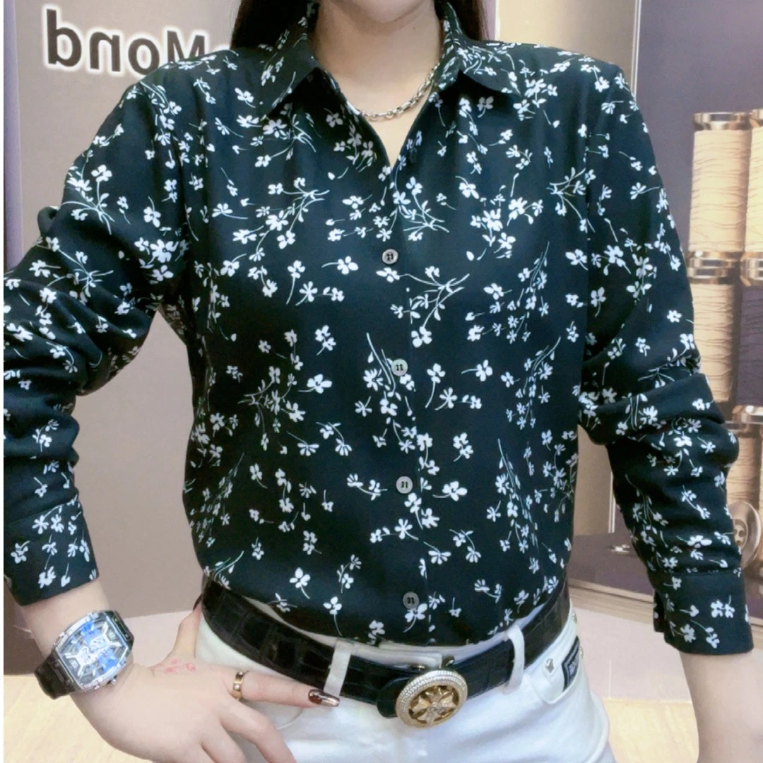 【双蝉男装】2023冬季新款小碎花加绒舒适免烫长袖衬衫