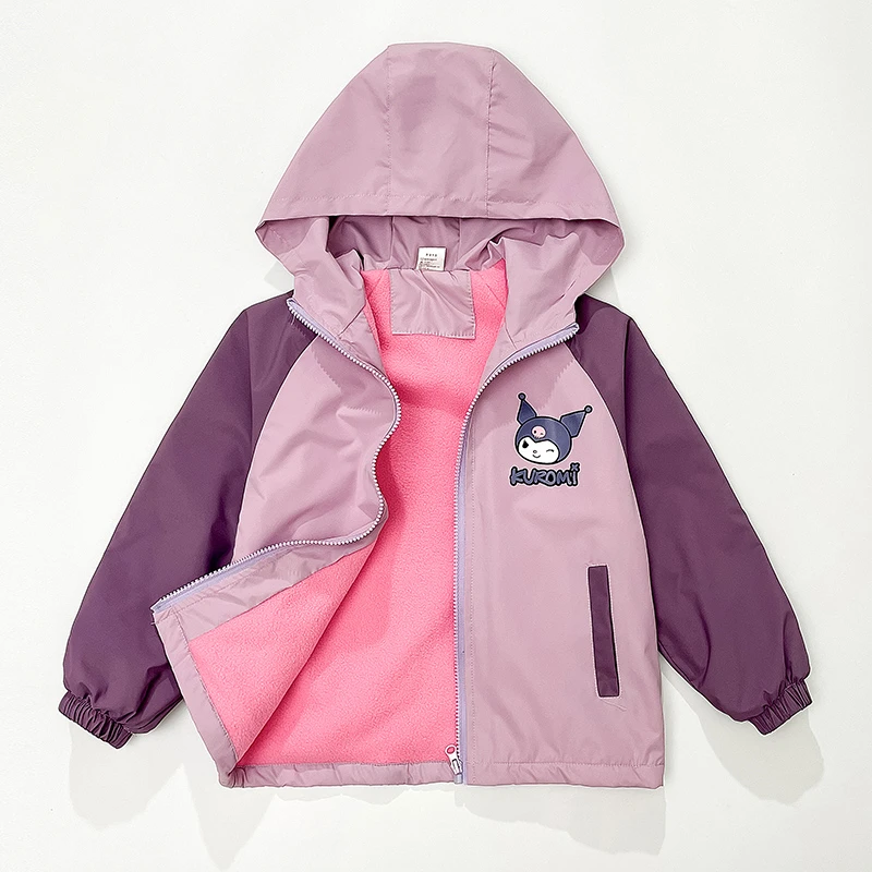 女童外套2025加绒春秋季中大童儿童冲锋衣一体绒加绒风衣韩版上衣