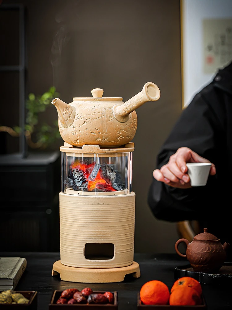 围炉煮茶观火炭炉陶瓷壶耐高温可干烧炭炉煮茶器烧水壶耐热玻璃炉