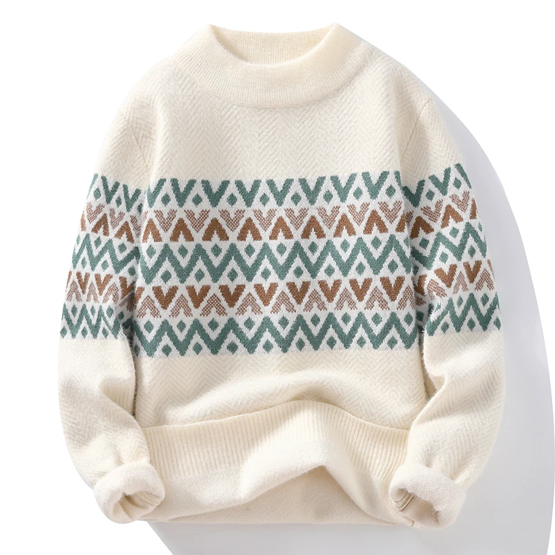 俞兆林冬季横条加厚毛衣圆领慵懒风保暖内搭保暖打底衫