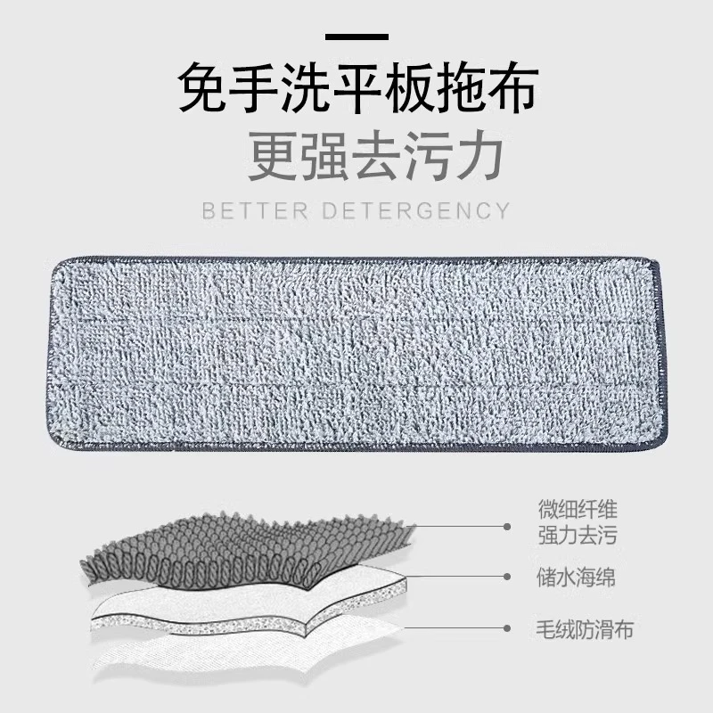 免洗旋转拖把去污力平板拖把滑片式喷水毛绒墩布免手洗拖布