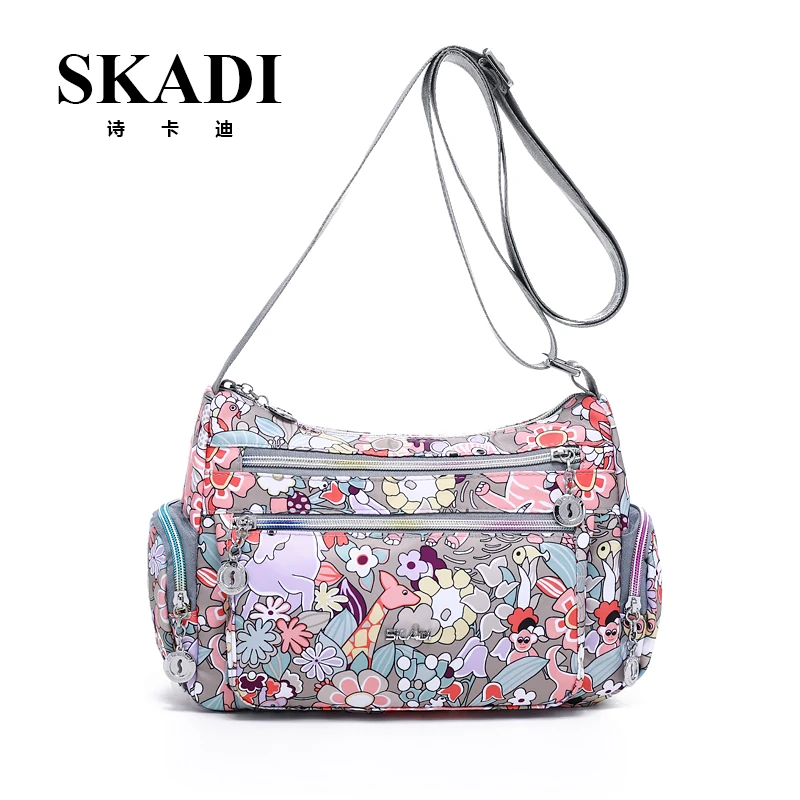 诗卡迪2025日韩斜挎包多层女包单肩包简约帆布包休闲潮女士花包