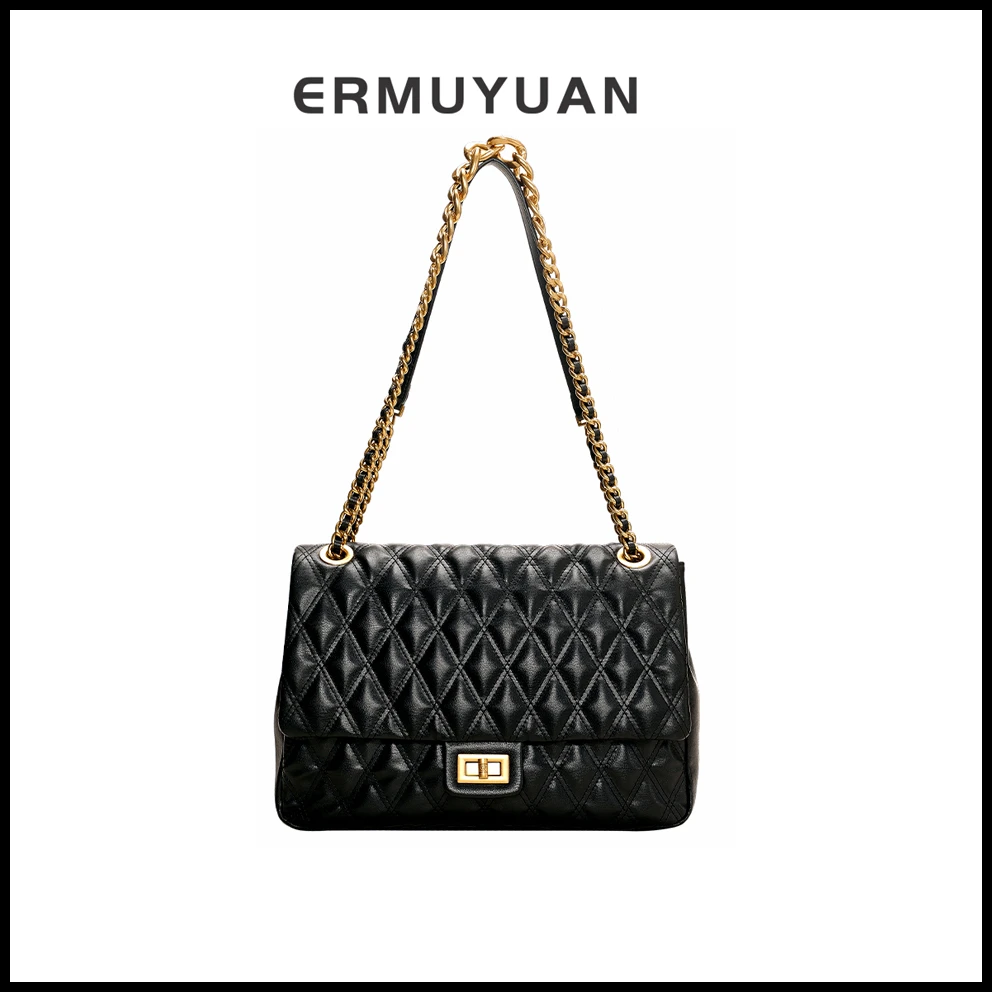 华夫链条随身包暗夜黑典雅白经典女士包菱格女包礼盒款小香风包包