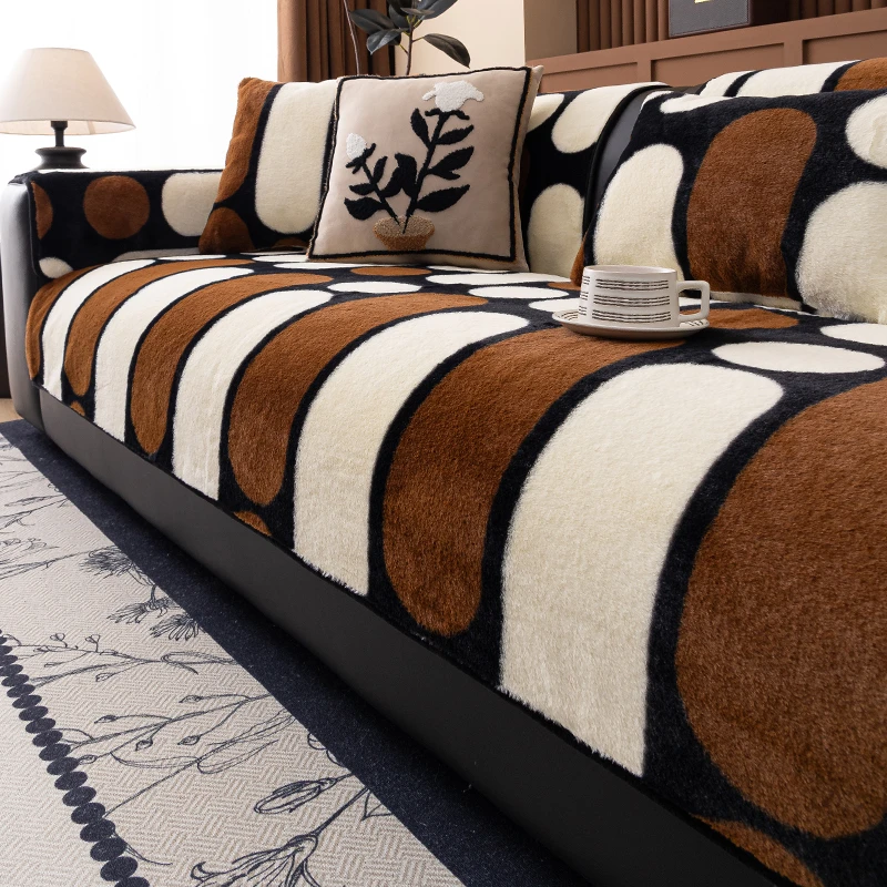 兔兔绒秋冬沙发垫冬季加厚毛绒坐垫防滑皮沙发套罩2025新款盖布巾