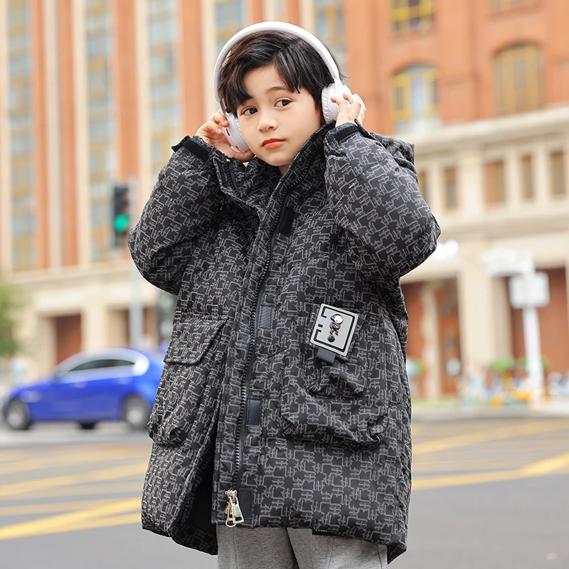 儿童羽绒服男童2025新款洋气时尚连帽中长款加厚中大童保暖冬季