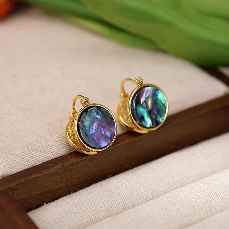 铜合金贝壳耳饰 双面鲍鱼贝耳饰耳扣