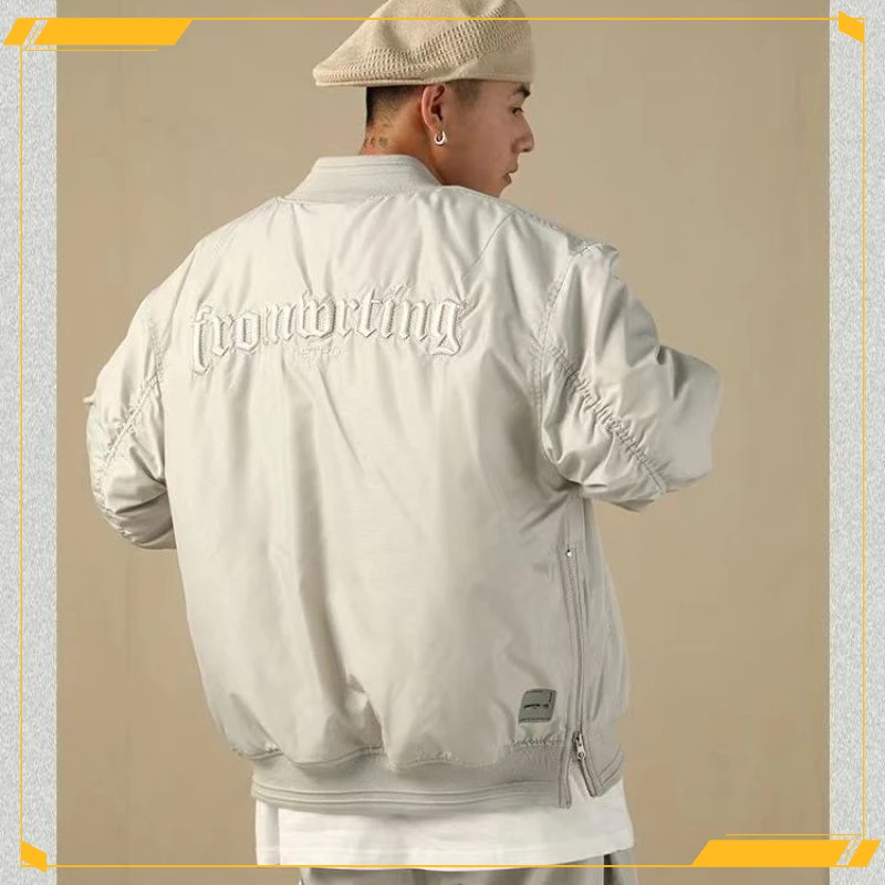 美式街头字母刺绣飞行夹克ins外套男宽松休闲潮牌棒球服情侣装