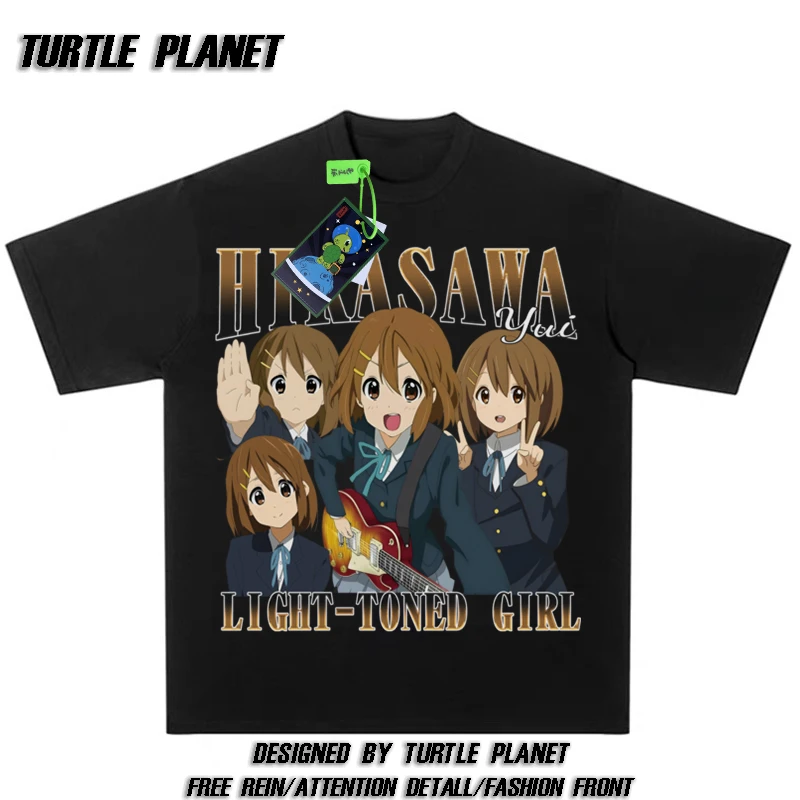 龟星球轻音少女平泽唯国潮夏季宽松潮流休闲短袖印花圆领情侣款