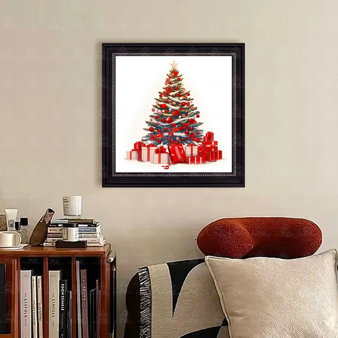 爱阁十字绣圣诞树新款现代梦幻唯美植物客厅玄关装饰挂画手工线绣