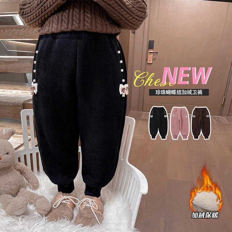儿童加厚休闲裤一条过冬新款冬装幼儿加绒裤子三层夹棉女外穿棉裤