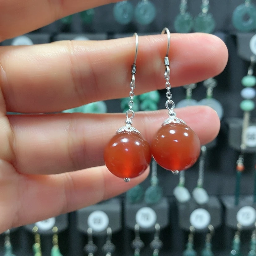 【闪购商品】玛瑙/玉髓耳钉银S925镶嵌