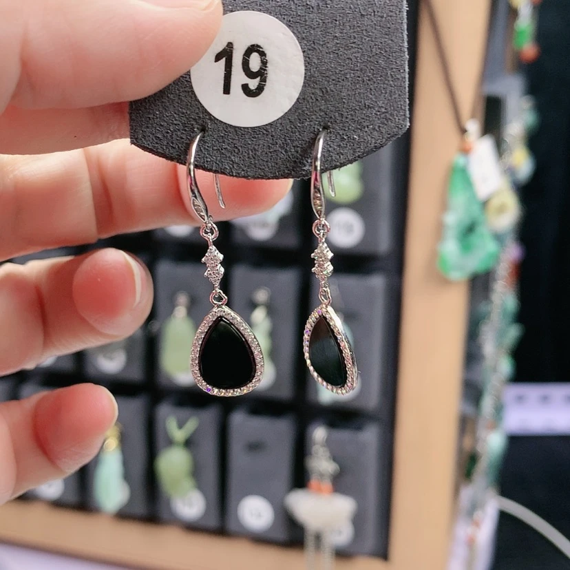 【闪购商品】翡翠耳饰银S925镶嵌亦*精美