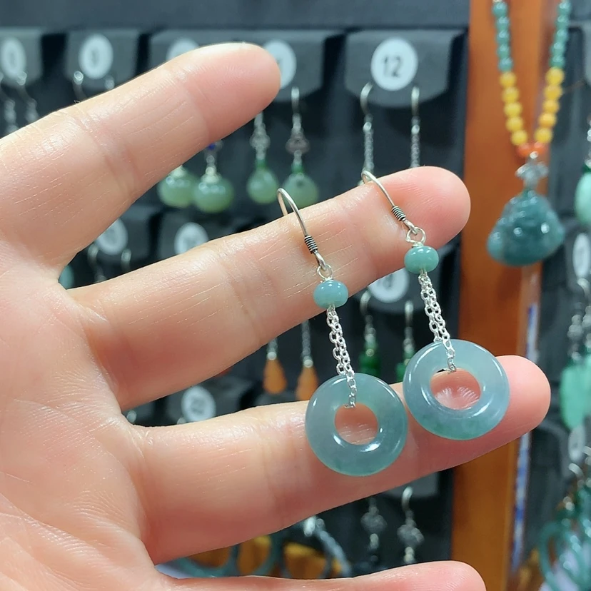 【闪购商品】翡翠耳饰银S925镶嵌