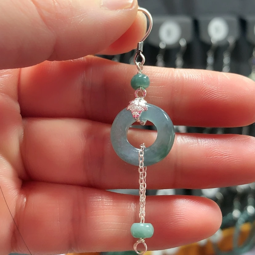 【闪购商品】翡翠耳饰银S925镶嵌