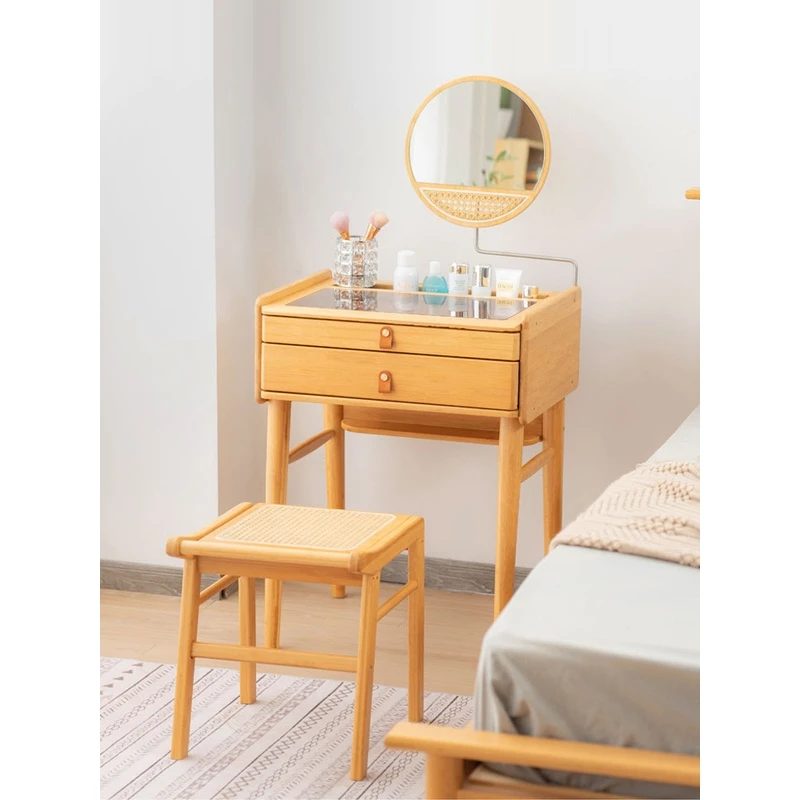 梳妆台卧室现代简约小型实木书桌化妆台一体收纳日式化妆桌小户型