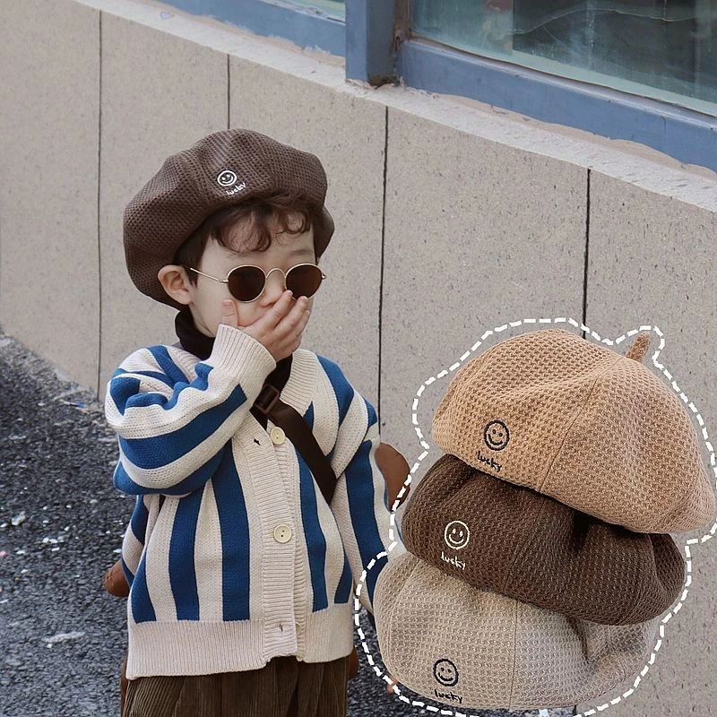 秋冬英伦公主儿童蓓蕾帽男女宝宝复古贝雷帽休闲南瓜帽时装画家帽