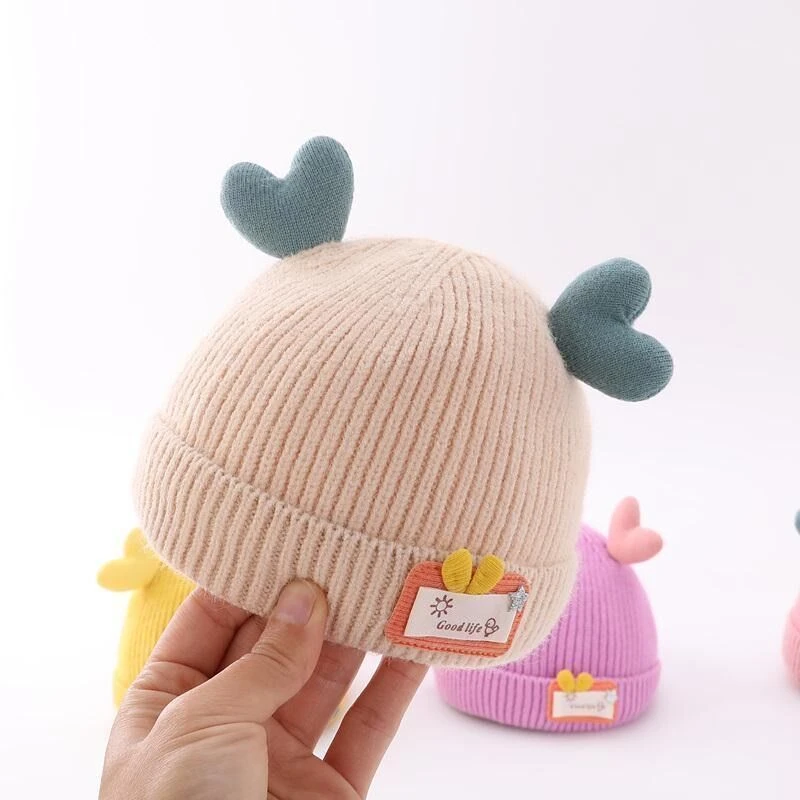 婴儿帽子冬季可爱新生婴幼儿宝宝毛线帽秋冬保暖初生男女童针织帽