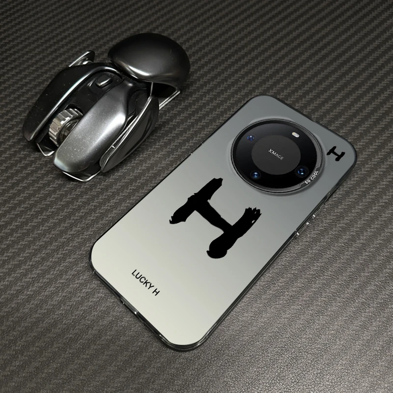 适用华为Mate60新款幸运字母姓氏定制全包防摔磨砂彩银手机壳