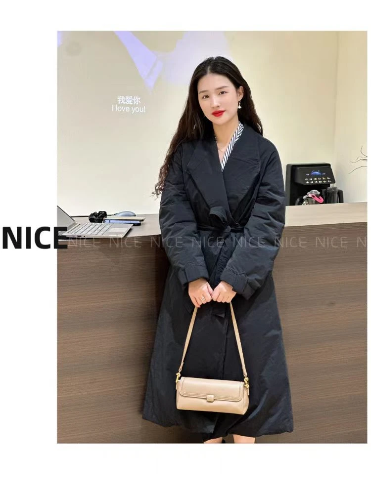 NICE 【行走的羽绒被.】长款大衣版型羽绒服黑色冬季百搭