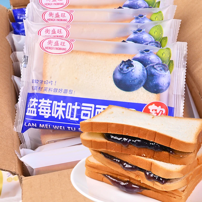 早餐夹心吐司面包学生营养代餐饱腹蓝莓乳酸菌味糕点休闲零食整箱