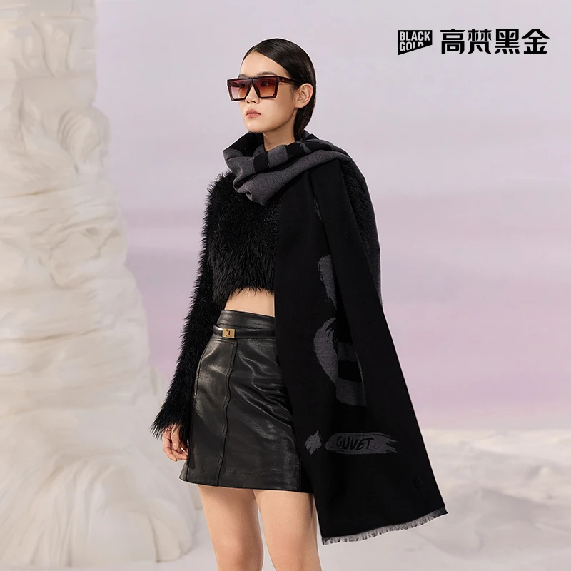 【会员专属】高梵品牌黑珍珠时尚秋冬围巾女士保暖冬季