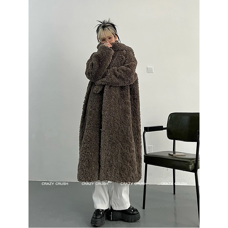 冬季欧美高街年轻泰迪熊大衣仿羊羔加绒毛毛外套女