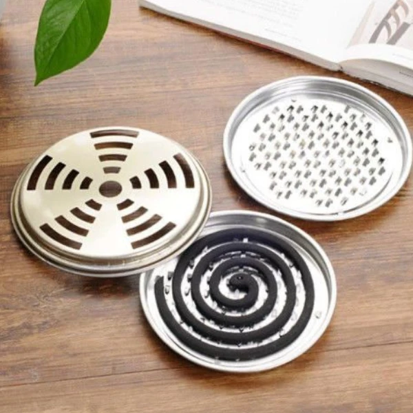 蚊香盘托蚊香盒大号不锈铁蚊香座防火蚊香托蚊香架文蚊香盘锯齿