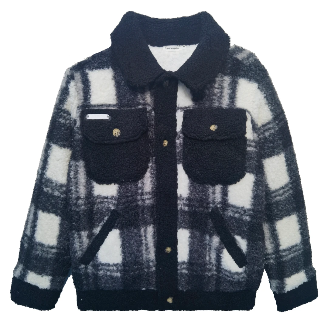 情侣黑白格夹克秋冬休闲户外舒适保暖外套