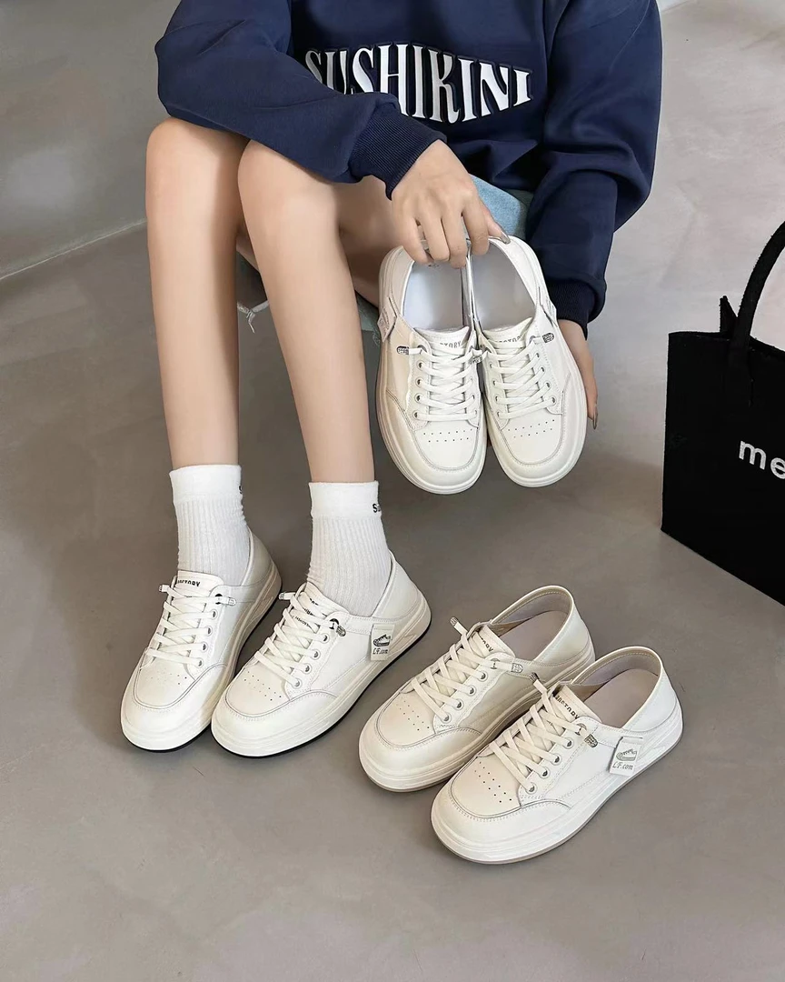 瑾典真皮小白鞋软底软面2024夏款女平底休闲韩风舒适百搭浅口板鞋