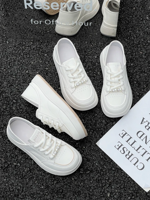 瑾典真皮小白鞋软底软面2024夏款女平底休闲韩风舒适百搭浅口板鞋