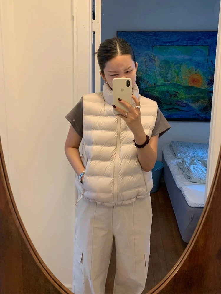 2024年秋季新款百搭立领纯色马夹保暖棉马甲女