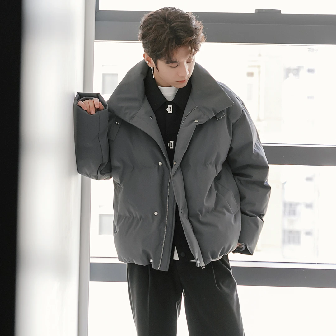 CHICERRO西西里男装拼接假两件棉服男生冬季潮牌设计感棉衣外套潮