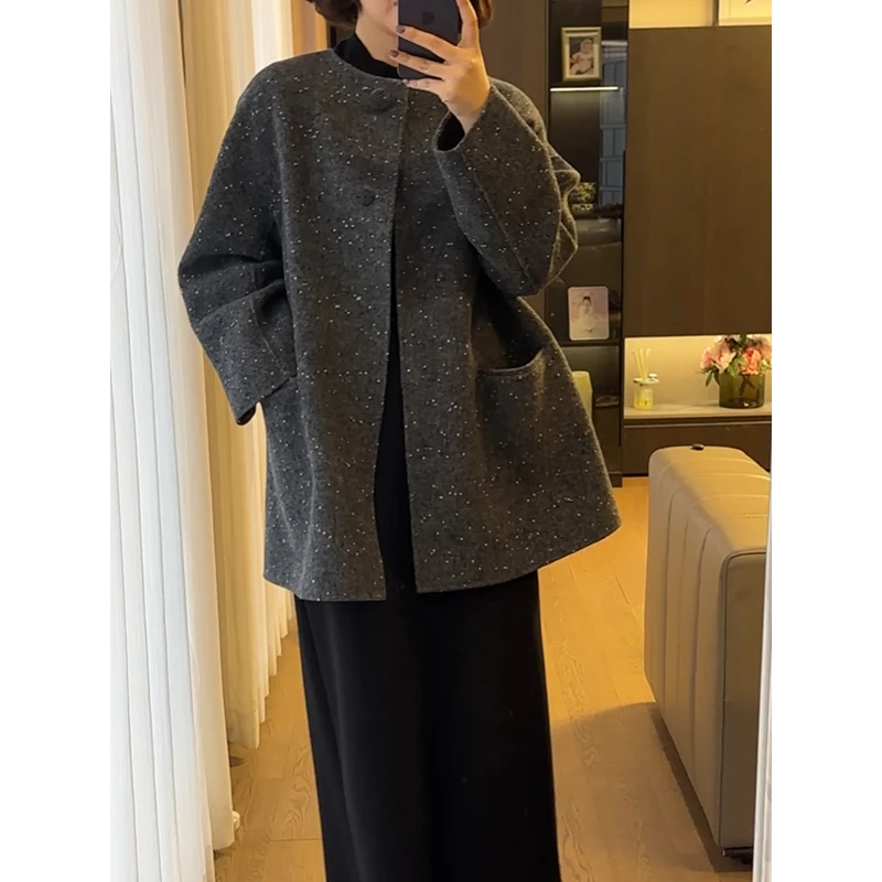 【DIS 现货】【晚秋薄雾】气质圆领单排扣长袖外套Z524Z16763